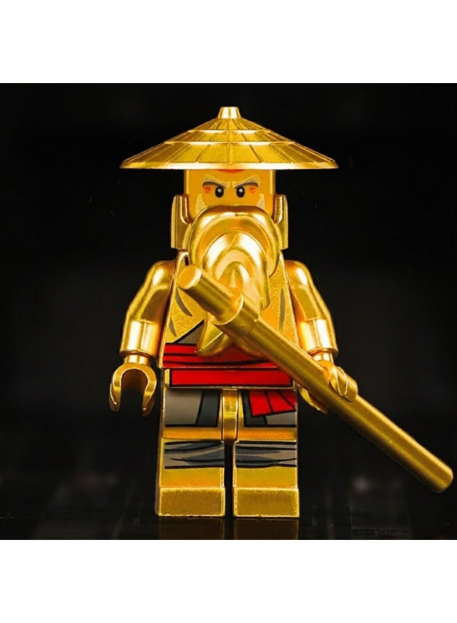 LYNLYN 8-Piece Golden Ninja Minifigure Set, Ninja-Themed Collectible Building Toy Figures with Weapons and Accessories - Image 5